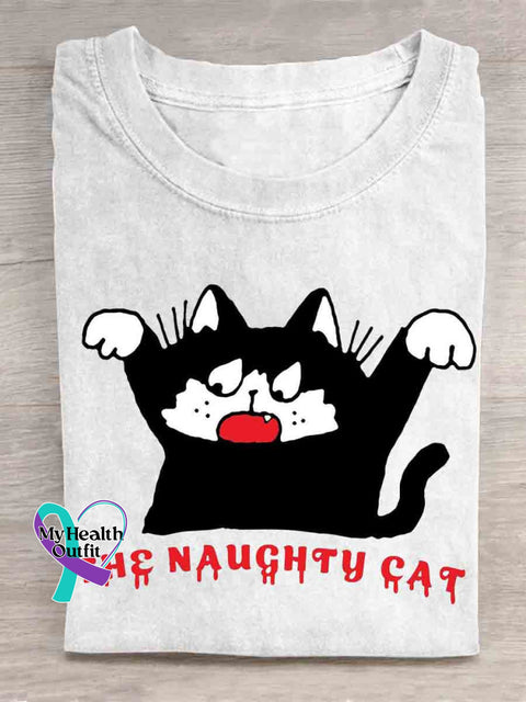 Funny Cat Art T-shirt White / S