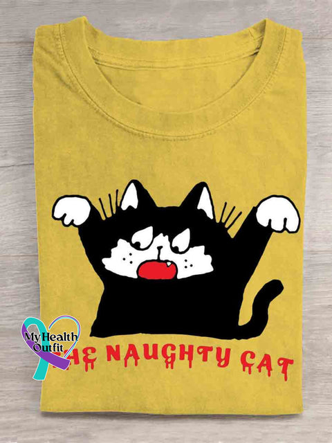 Funny Cat Art T-shirt Yellow / S