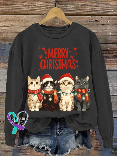 Funny Christmas Art Print Casual Sweatshirt Black / S