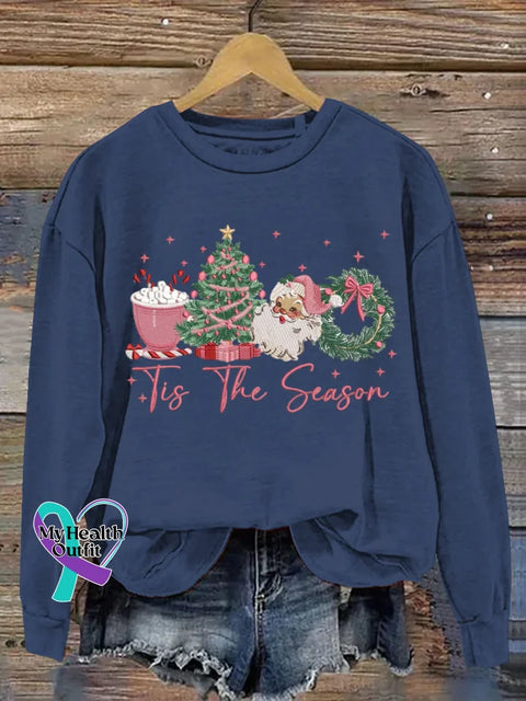 Funny Christmas Art Print Casual Sweatshirt Blue / S