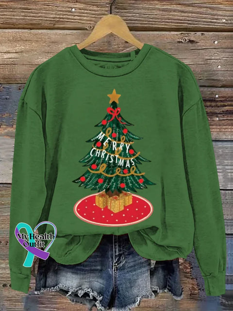 Funny Christmas Art Print Casual Sweatshirt Green / S