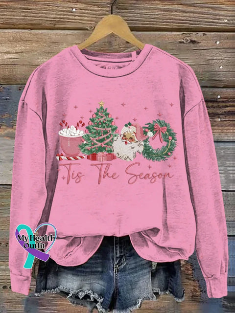 Funny Christmas Art Print Casual Sweatshirt Pink / S