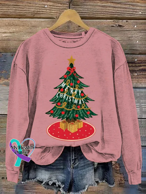 Funny Christmas Art Print Casual Sweatshirt Pink / S