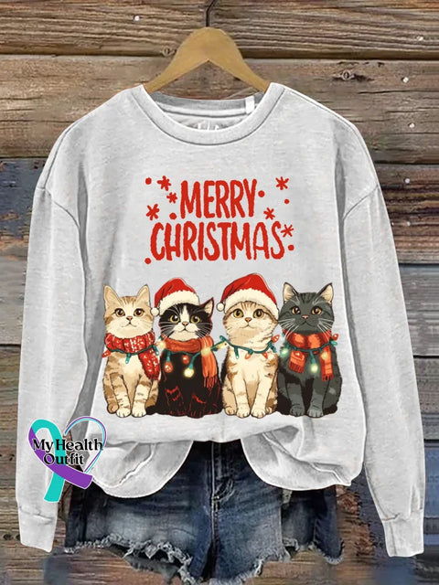 Funny Christmas Art Print Casual Sweatshirt White / S