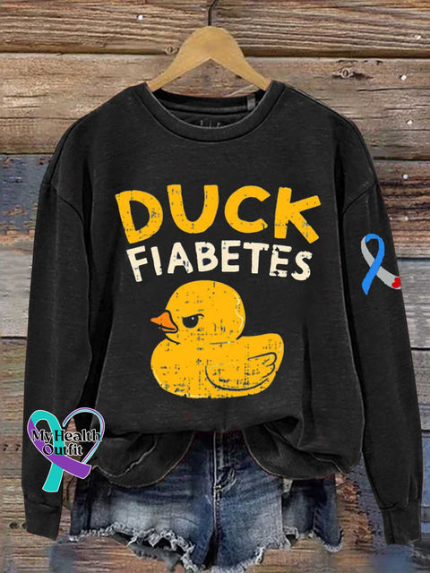 Funny Diabetes Awareness I Duck Fiabetes Cool Rubber Print Casual Sweatshirt Black / S