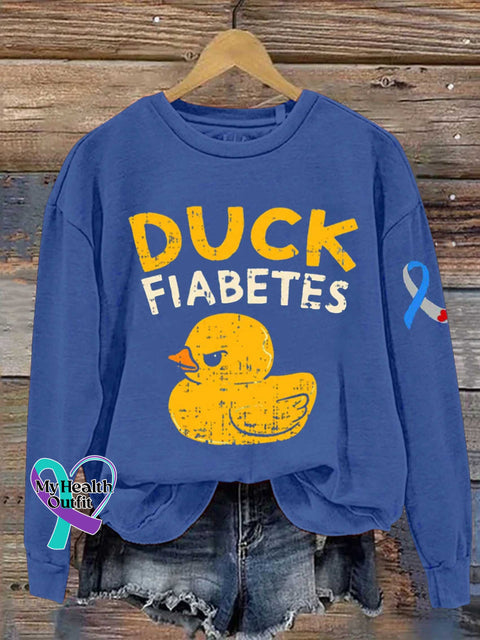 Funny Diabetes Awareness I Duck Fiabetes Cool Rubber Print Casual Sweatshirt Blue / S