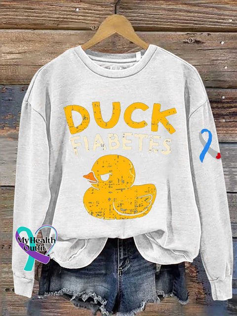 Funny Diabetes Awareness I Duck Fiabetes Cool Rubber Print Casual Sweatshirt White / S