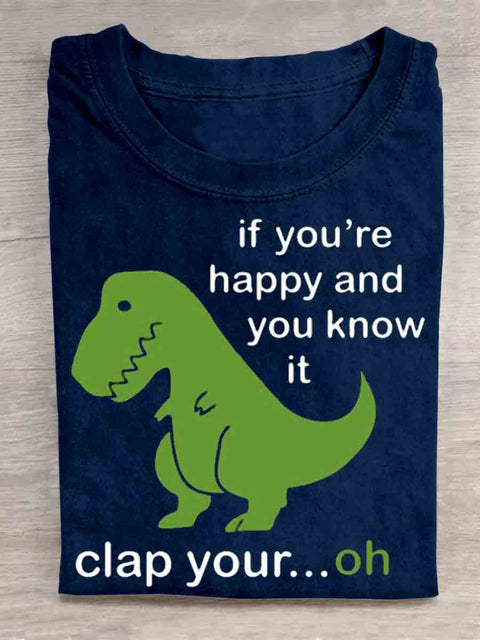 Funny Dinosaur Art T-shirt Blue / S