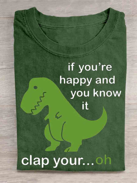 Funny Dinosaur Art T-shirt Green / S