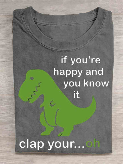 Funny Dinosaur Art T-shirt Grey / S