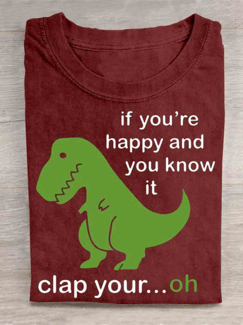 Funny Dinosaur Art T-shirt Red / S