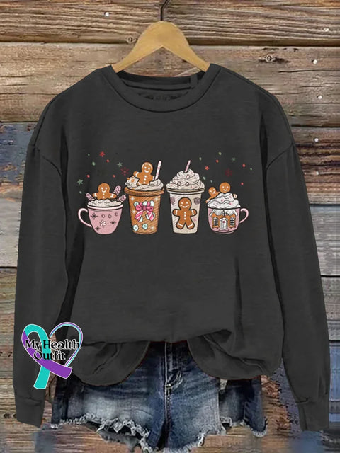 Funny Gingerbread Man Art Print Casual Sweatshirt Black / S