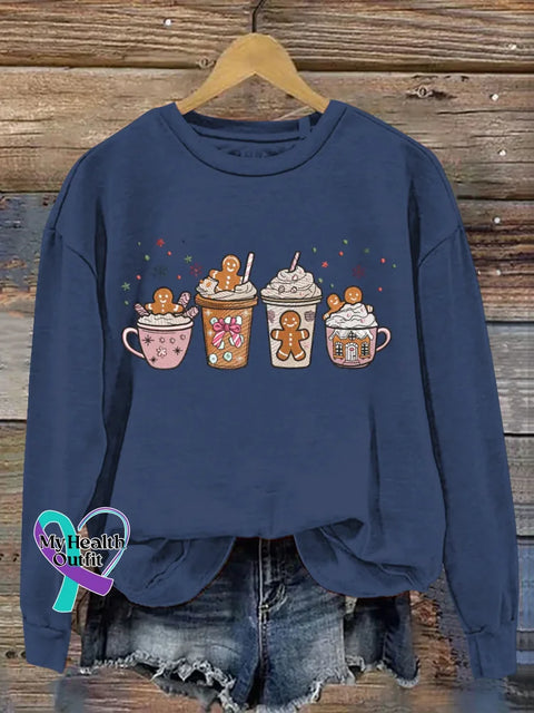 Funny Gingerbread Man Art Print Casual Sweatshirt Blue / S