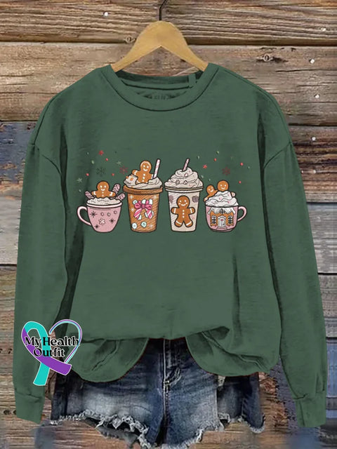 Funny Gingerbread Man Art Print Casual Sweatshirt Green / S