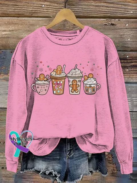 Funny Gingerbread Man Art Print Casual Sweatshirt Pink / S