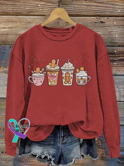Funny Gingerbread Man Art Print Casual Sweatshirt Red / S