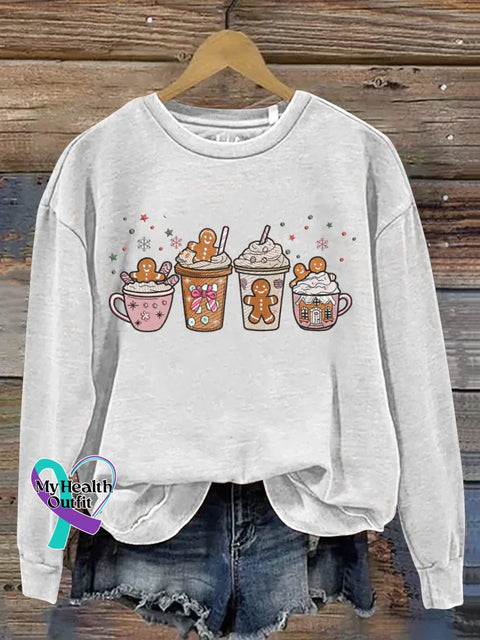 Funny Gingerbread Man Art Print Casual Sweatshirt White / S