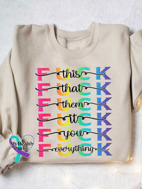Funny Letter Print Casual Sweatshirt Sand / S