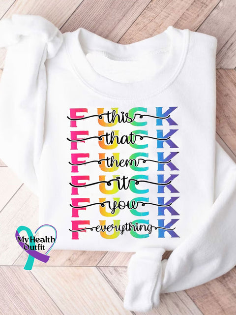 Funny Letter Print Casual Sweatshirt White / S