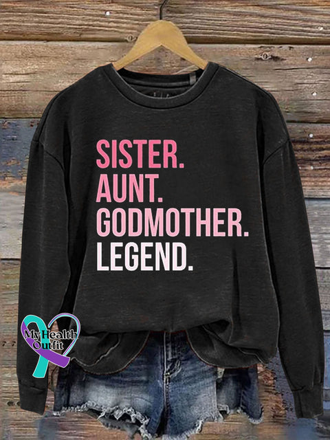 Funny Sister Letter Print Casual Sweatshirt Black / S