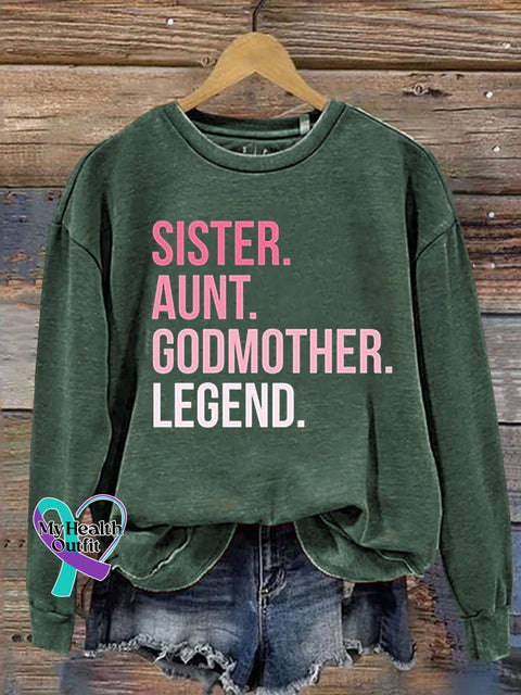 Funny Sister Letter Print Casual Sweatshirt Green / S