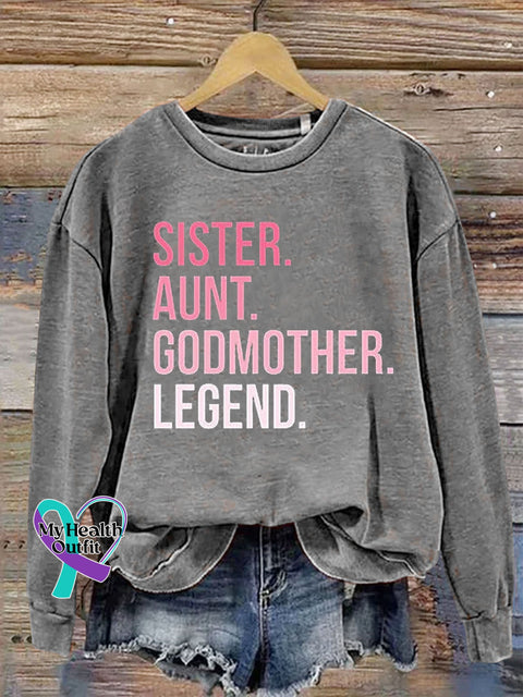 Funny Sister Letter Print Casual Sweatshirt Grey / S