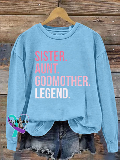 Funny Sister Letter Print Casual Sweatshirt Light Blue / S