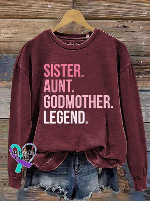 Funny Sister Letter Print Casual Sweatshirt Maroon / S