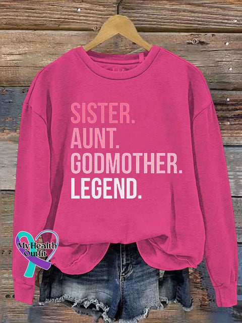 Funny Sister Letter Print Casual Sweatshirt Pink / S