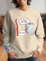 Funny Vintage Print Casual Sweatshirt Apricot / S