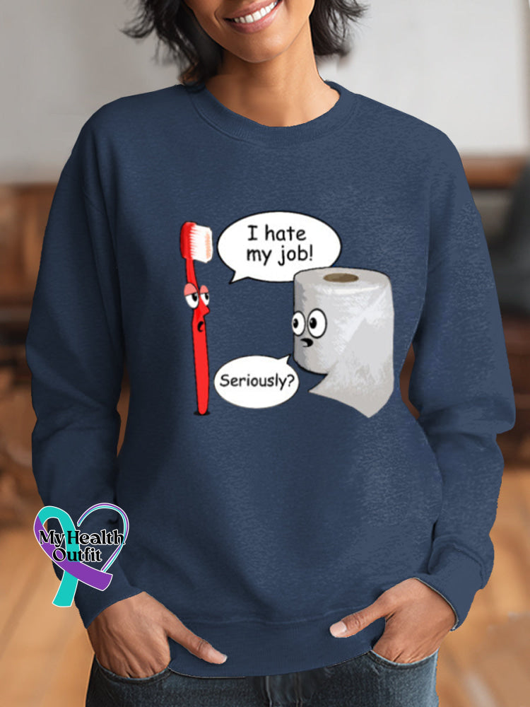 Funny Vintage Print Casual Sweatshirt Blue / S
