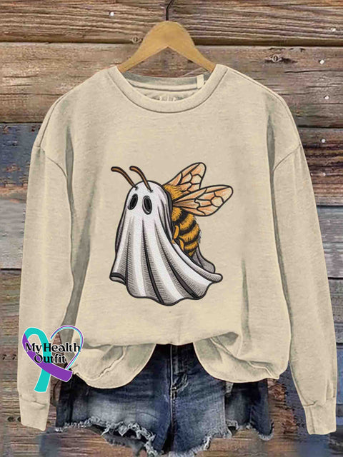 Ghost Bee Art Sweatshirt Apricot / S