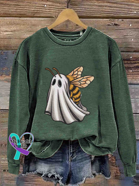 Ghost Bee Art Sweatshirt Green / S