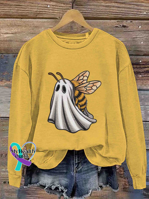 Ghost Bee Art Sweatshirt Yellow / S