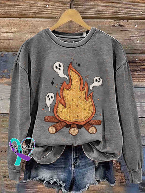 Ghost Flame Art Sweatshirt Grey / S