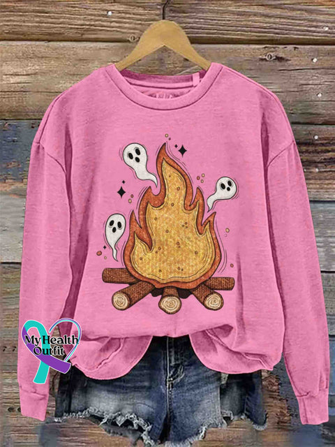 Ghost Flame Art Sweatshirt Pink / S
