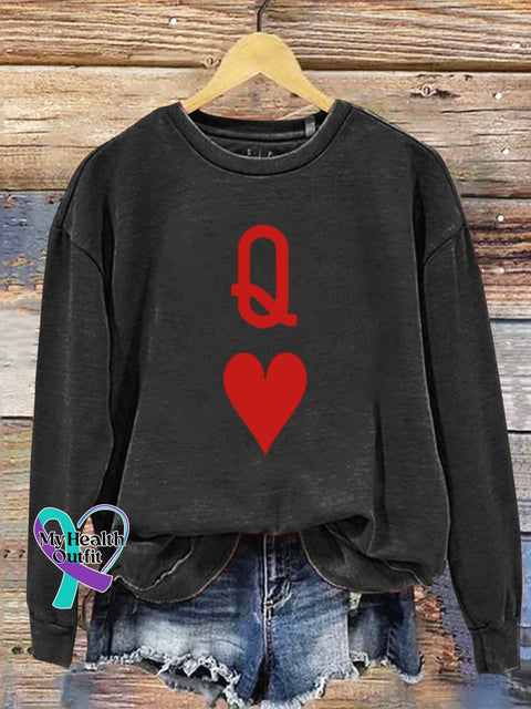 Gift Queen Heart Art Design Print Casual Sweatshirt Black / S