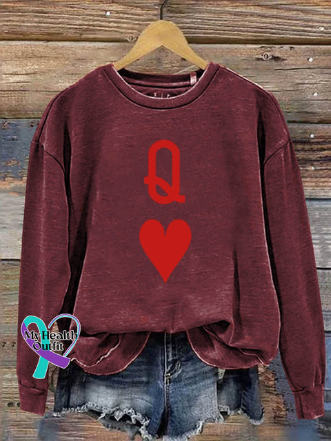 Gift Queen Heart Art Design Print Casual Sweatshirt Maroon / S