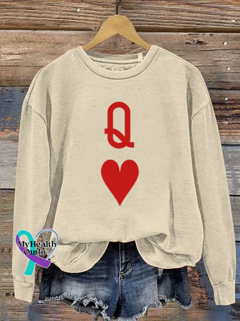 Gift Queen Heart Art Design Print Casual Sweatshirt Sand / S