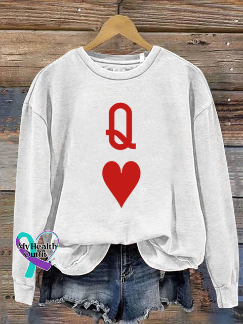 Gift Queen Heart Art Design Print Casual Sweatshirt White / S