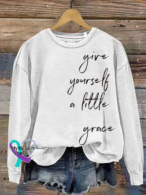 Give Yourself A Little Grace Print Casual Sweatshirt White / S