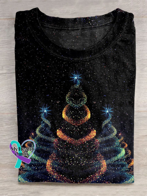 Glitter Christmas Art Print Casual T-Shirt Multicolor / S