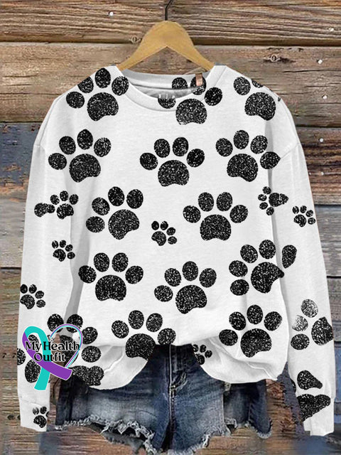 Glitter Christmas Print Casual Sweatshirt Black / S