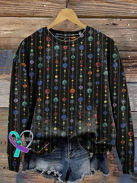 Glitter Christmas Print Casual Sweatshirt Multicolor / S