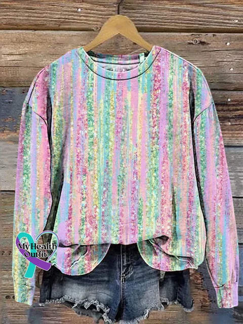 Glitter Pattern Print Casual Sweatshirt Multicolor / S