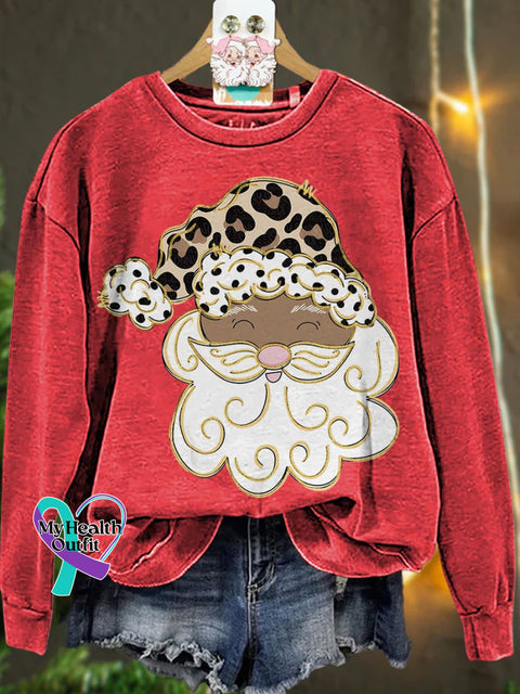 Glitter Santa Christmas Casual Sweatshirt Red / S