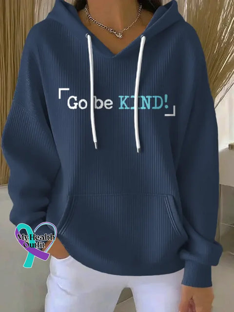 Go Be Kind Art Print Casual Hoodie Sweatshirt Blue / S