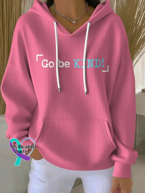 Go Be Kind Art Print Casual Hoodie Sweatshirt Pink / S