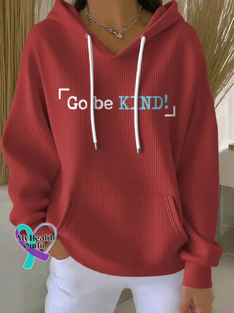 Go Be Kind Art Print Casual Hoodie Sweatshirt Red / S