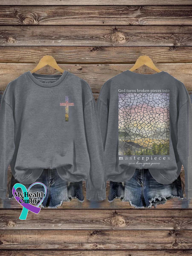 God Turns Broken Pieces Into Masterpieces Casual Sweatshirt Grey / S